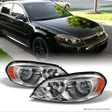 BRYGHT Headlight Assembly Compatible with 2006-2013 Chevrolet Impala 14-16 Chevrolet Impala Limited Chrome 06 07 Chevy Monte Carlo Chrome Housing Headlamp Replacement with Amber Reflector Pair 